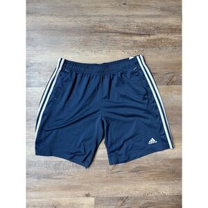 Adidas Navy 3 Stripe Athletic Shorts